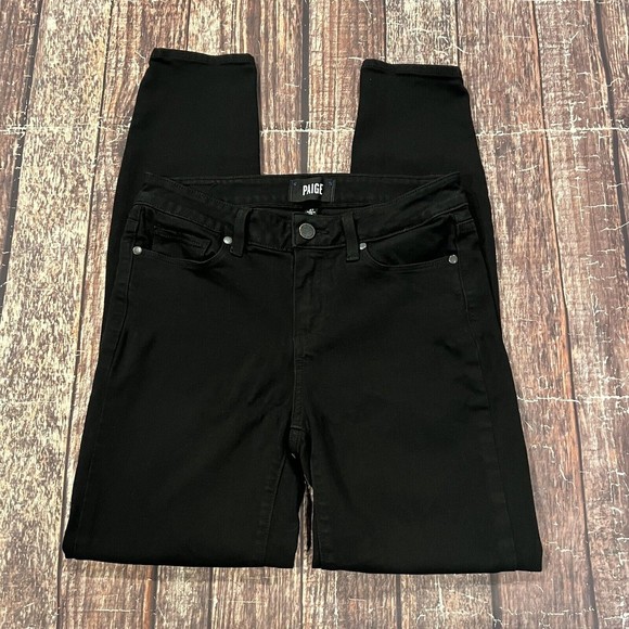 Paige Women Verdugo Ultra Skinny Black Wash Stretch Denim Jean Size 27 (26X27.5) - Picture 2 of 16